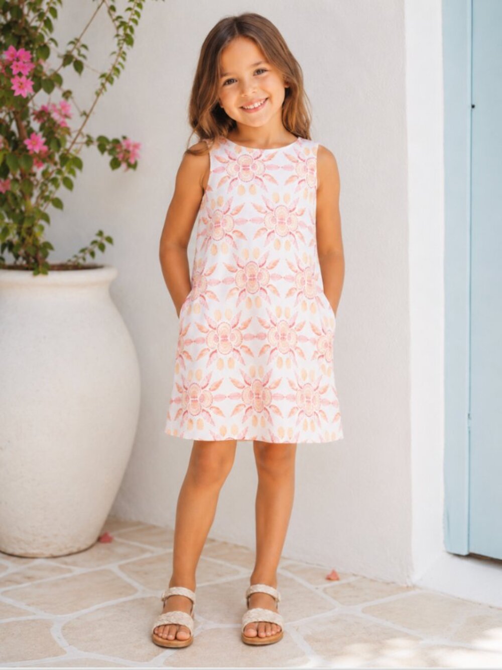 Hill House Home Tiny Charlie Dress Orange Shell Mosaic 5-6Y